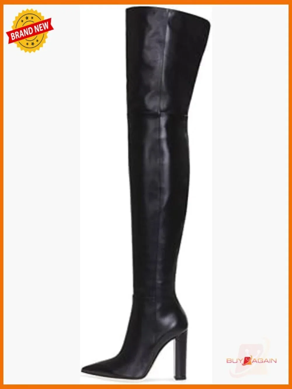 Thigh High Boots Chunky Heel Over The Knee Pointed Toe Block Heel Zip Up